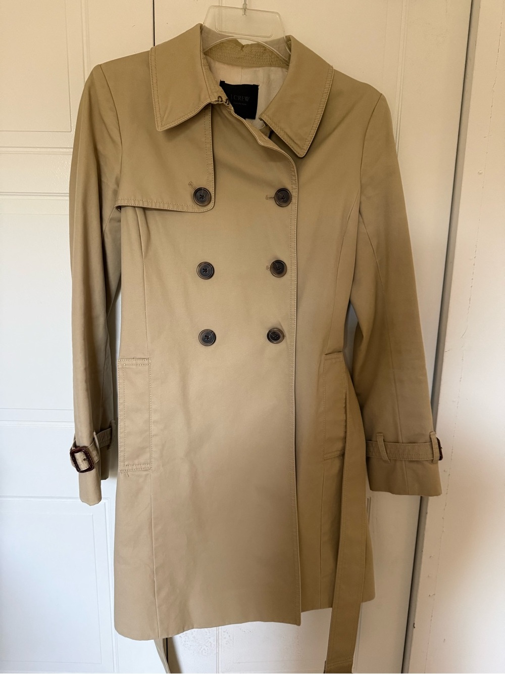 J. Crew Tan Double-Breasted Trench Coat size 2